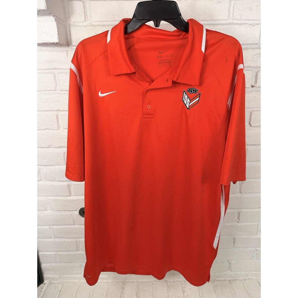 Nike Oklahoma State Cowboys Mens XL Dri-FIT Orange Embroidered OSU Polo